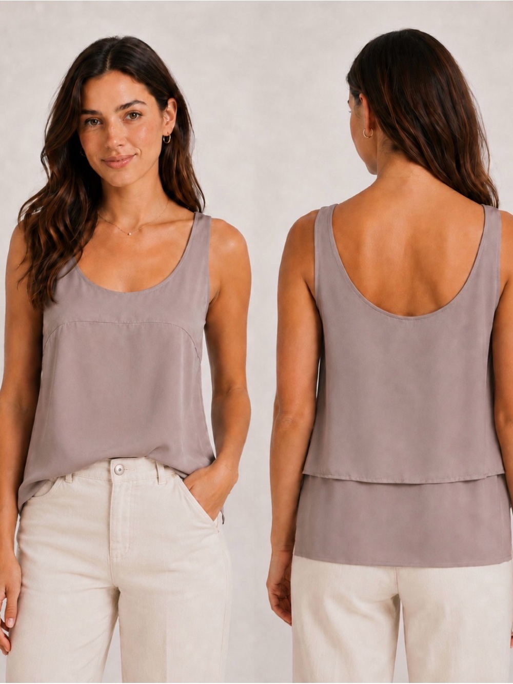 HBC Hudson’s Bay (Moon Brand) Sleeveless Layered Flowy Tank Top Shirt XS